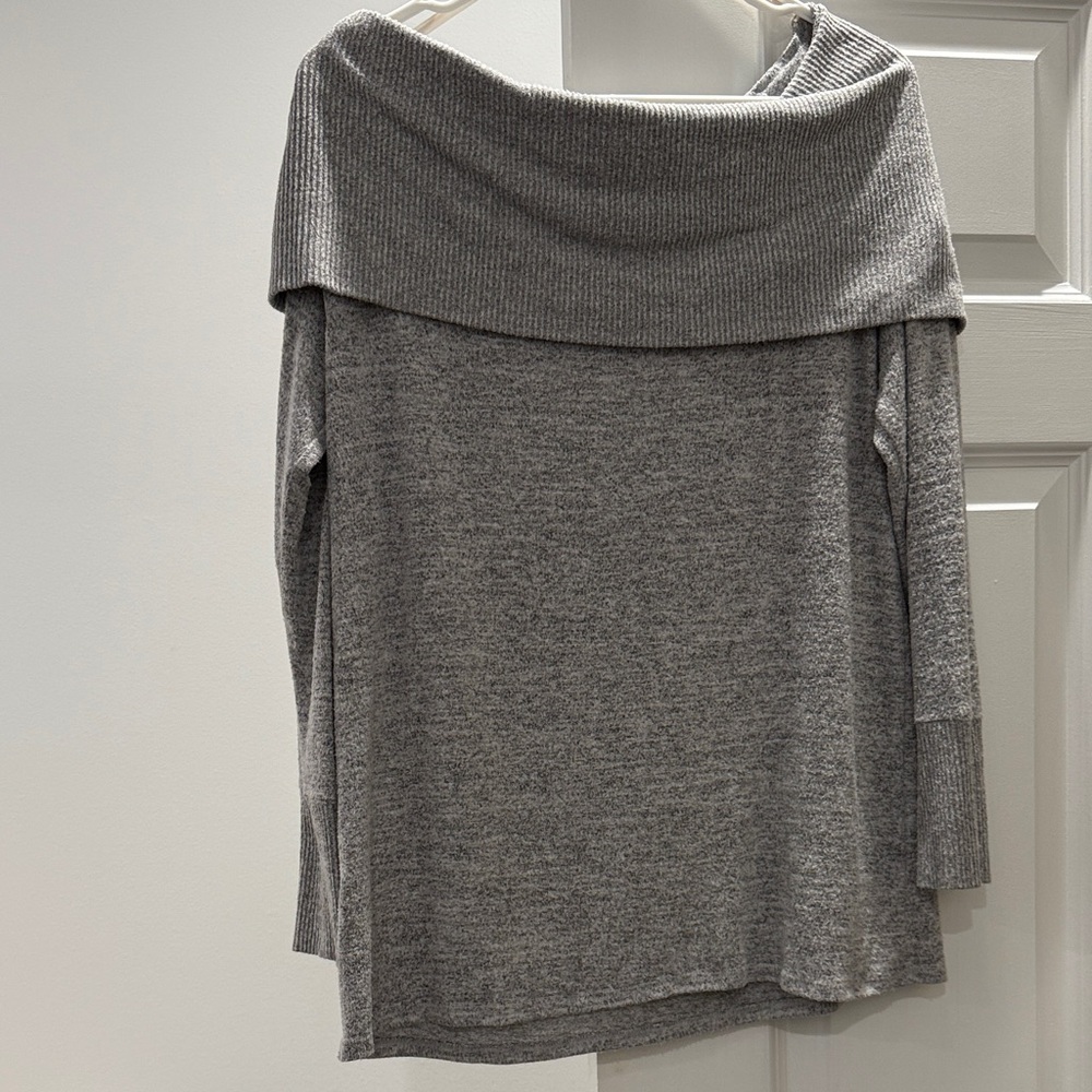 a.n.a Gray Off-the-Shoulder Knit Sweater